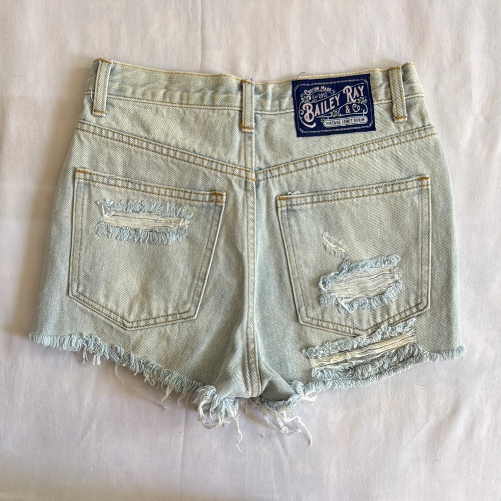 Bailey Rae & Co. Blue Ripped Denim Shorts - Picture 3 of 3